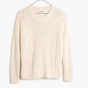 🎣Madewell Classic Cable Knit Sweater Ivory Cream Small